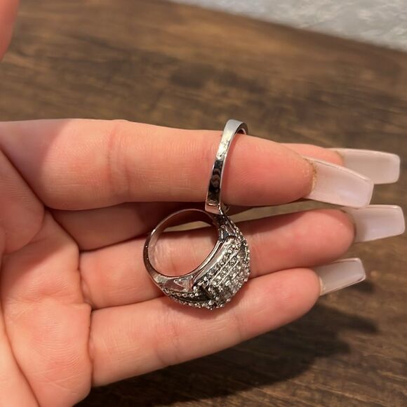 Multi Band Diamond Bride Engagement Statement Ring Set - Picture 15 of 17